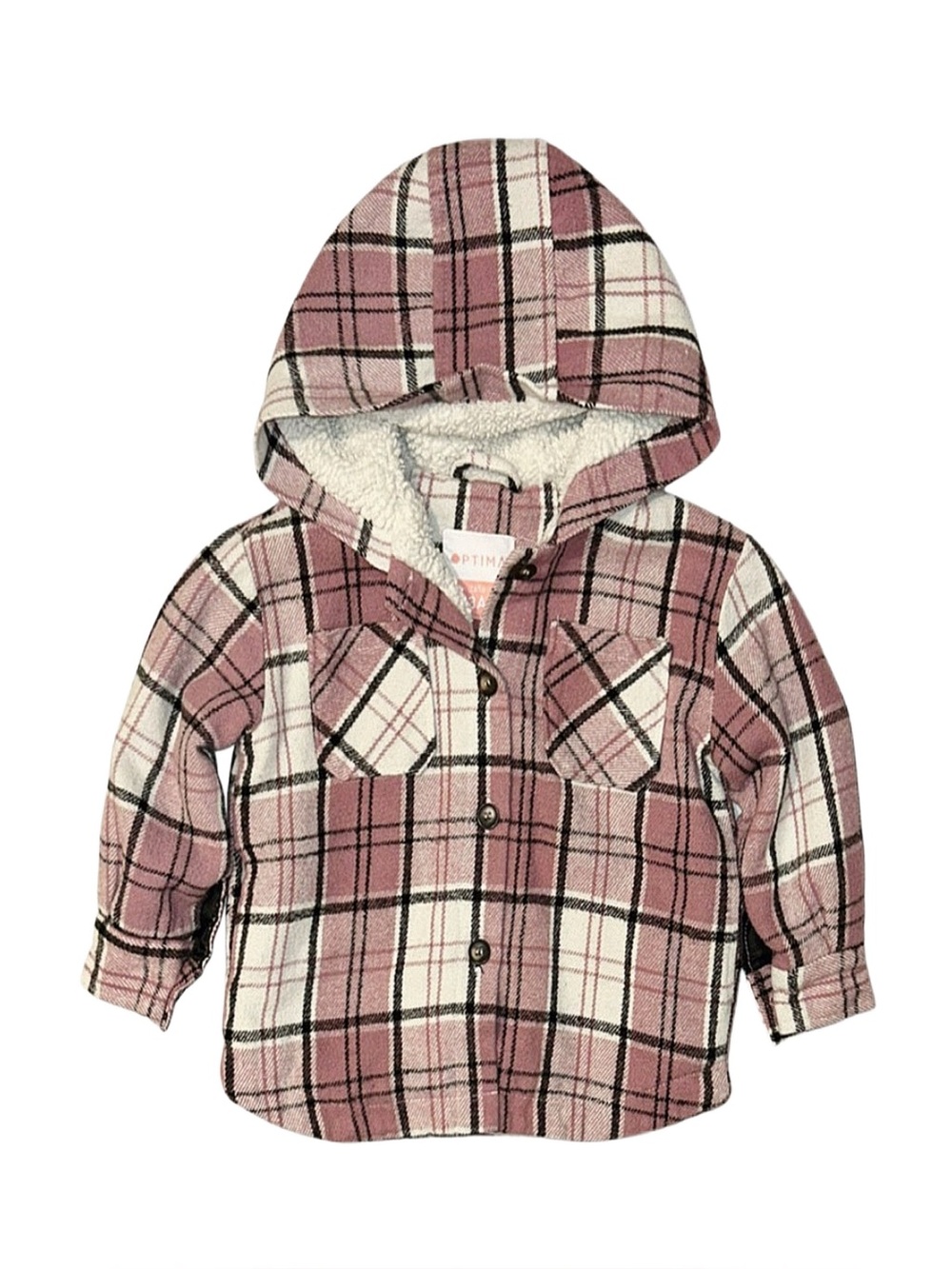 OPTIMA Girl's Pink Plaid Flannel Shacket Size 3A